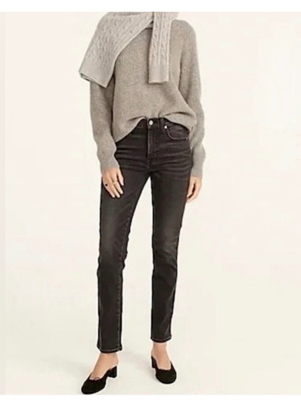 J.Crew 9" Mid-Rise Vintage Slim-Straight Jeans Charcoal Black 27